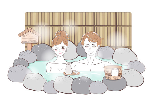 情侶泡露天溫泉插圖