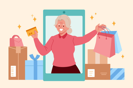 奶奶用手机大肆购物