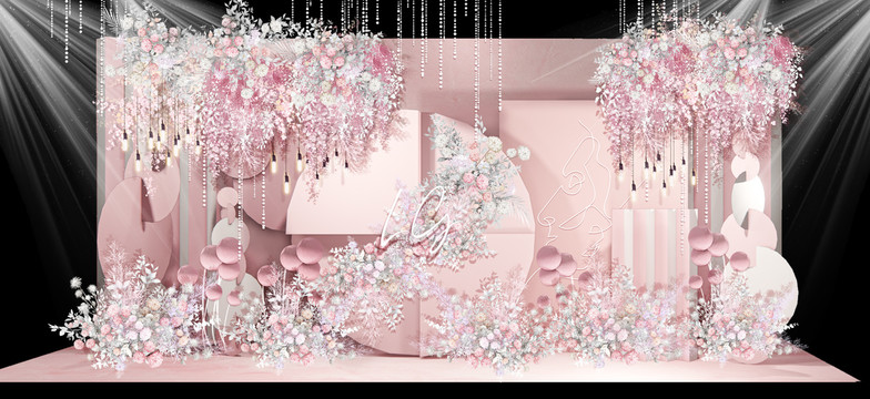 粉白婚禮效果圖