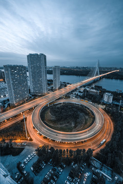 中国黑龙江省哈尔滨市城市夜景