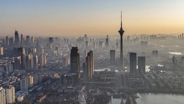 天津天塔日出城市美景