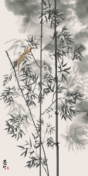 墨竹裝飾畫
