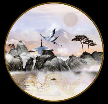 國(guó)潮水墨山水畫