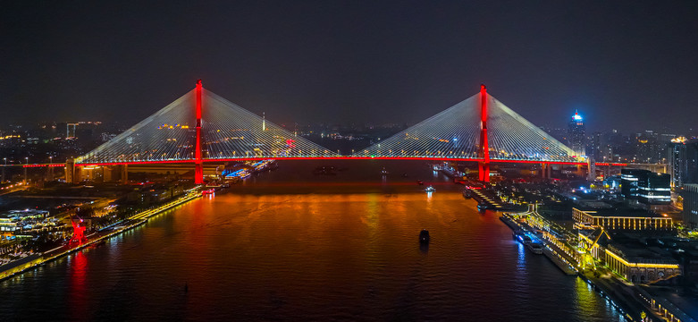 上海杨浦大桥夜景航拍