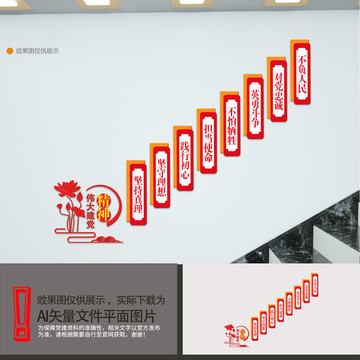偉大建黨精神樓梯文化墻