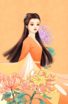 梅蘭竹菊古風(fēng)美人之菊