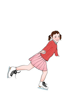小女孩開心的滑冰