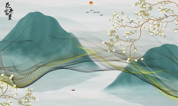 原創(chuàng)花鳥背景墻