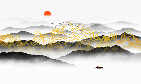 抽象線條山水畫
