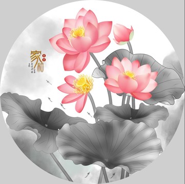 荷花裝飾畫