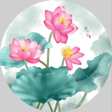 新中式荷花裝飾畫