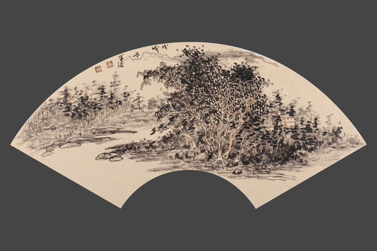 國(guó)畫(huà)山水寫(xiě)意扇面