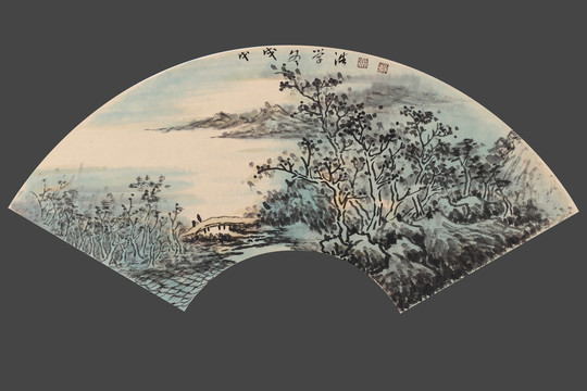 國畫山水扇面