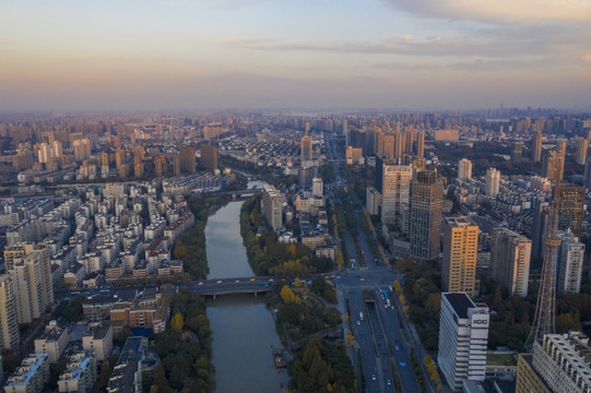 杭州运河两岸拱墅风光西文化广场