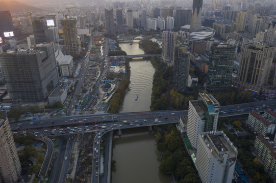 杭州运河两岸拱墅风光西文化广场