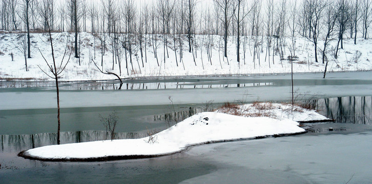 湿地冰河雪景