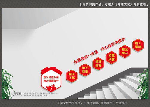 民族團(tuán)結(jié)樓梯樓道文化墻