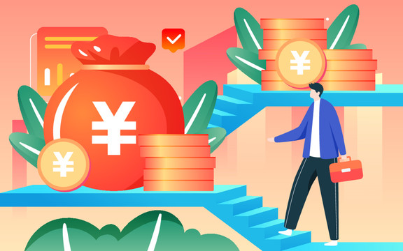 卡通人物金融理財互聯(lián)網(wǎng)商務(wù)插畫