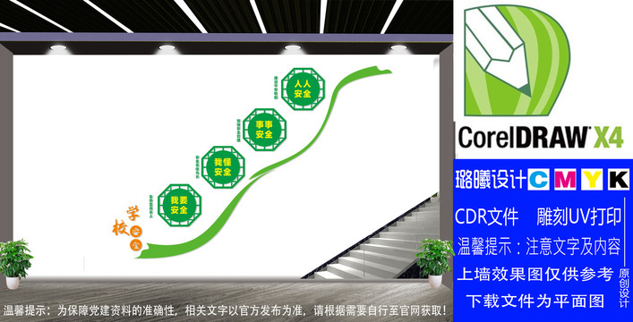 学校安全楼梯文化墙