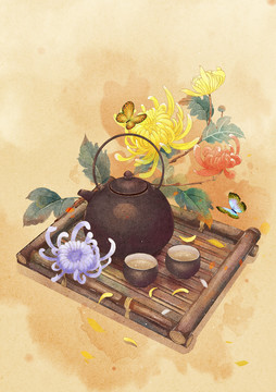 古風(fēng)插畫菊花