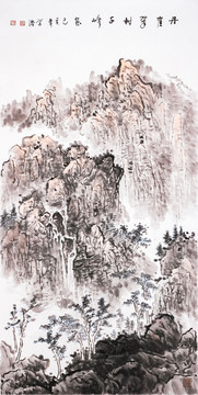 國(guó)畫(huà)丹崖寫(xiě)意豎幅