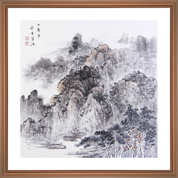 國畫山林秋色