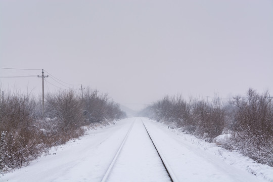 中国东北铁路雪景