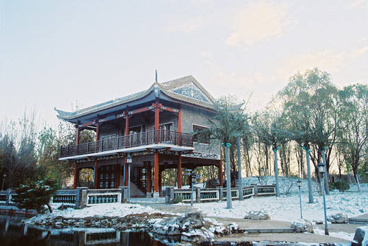 北京园博园广东园雪景