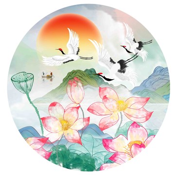 古風國潮荷花插畫