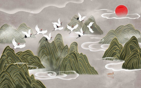 山水插畫