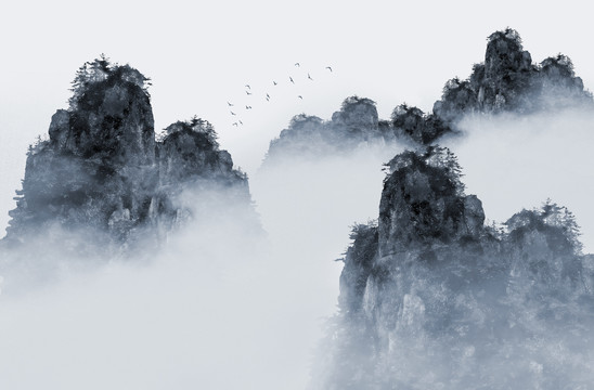 中式云霧山