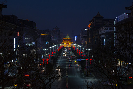 西安南大街城市风光