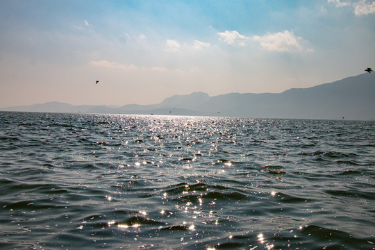 大海海面波光粼粼