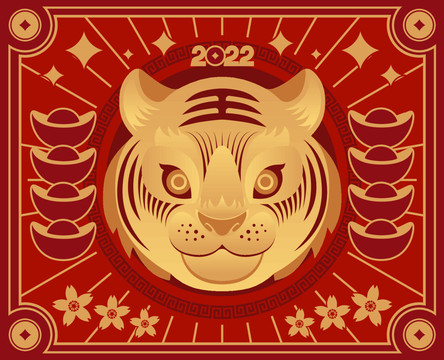 國(guó)潮老虎傳統(tǒng)節(jié)慶禮盒插畫(huà)