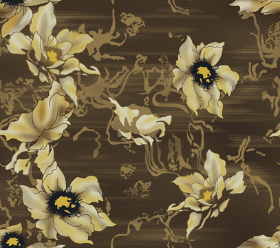 抽象水墨花卉地毯图案设计
