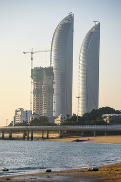 环岛路厦大白城沙滩黄昏美景