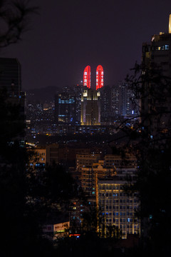 厦门经济特区世贸双子塔夜景