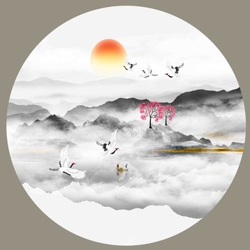 云霧山水裝飾畫