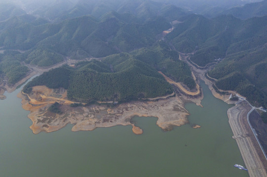 浙江湖州安吉老石坎水库航拍