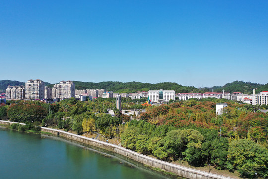 航拍安福泸水河江景