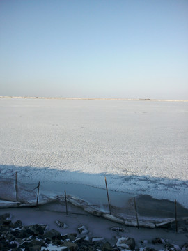海参养殖围圈围坝冬天结冰