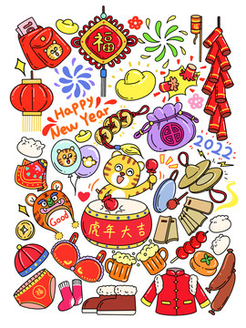 新年虎年元素貼紙