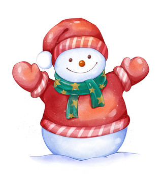 手繪圣誕雪人