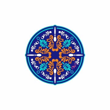 圓形復(fù)古底紋花紋矢量圖