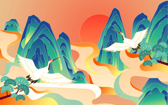 中國(guó)風(fēng)國(guó)潮龍新年慶祝春節(jié)插畫(huà)