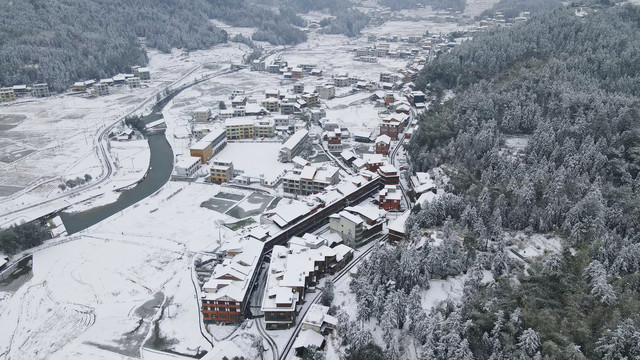 紫鹊界梯田雪景素材