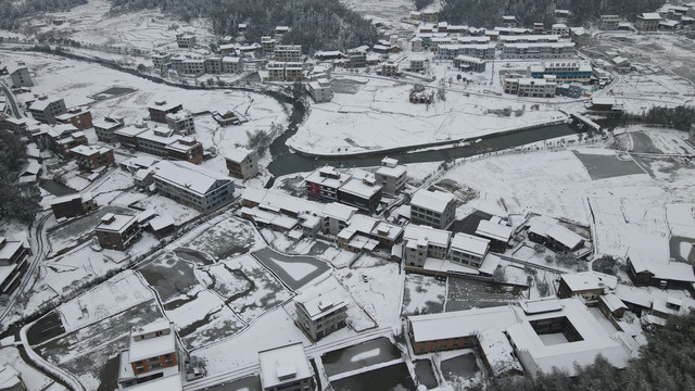 紫鹊界梯田雪景素材乡村振兴