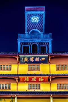 中国浙江宁波鼓楼夜景风光