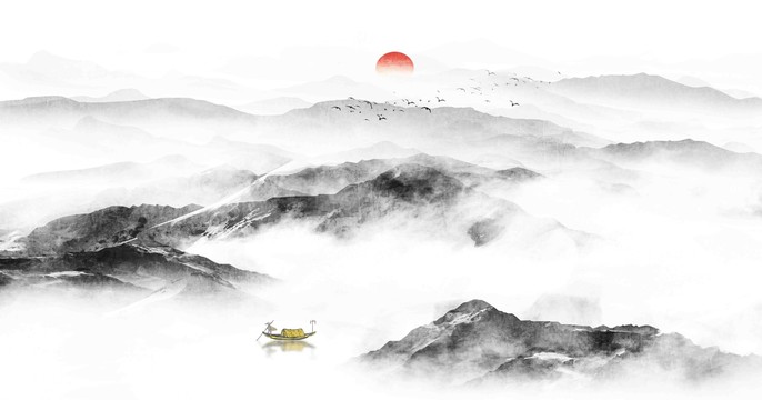 水墨山
