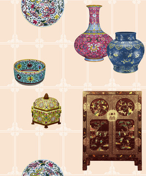 中式柜子花瓶